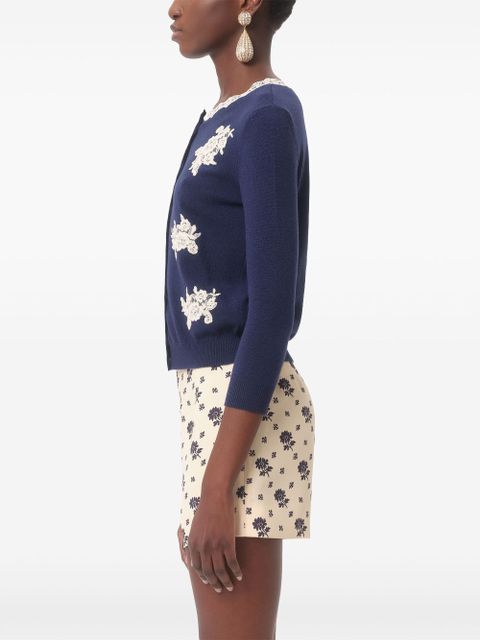 Valentino Garavani lace-trim embroidered cardigan - Blue - zdjęcie produktu nr 2