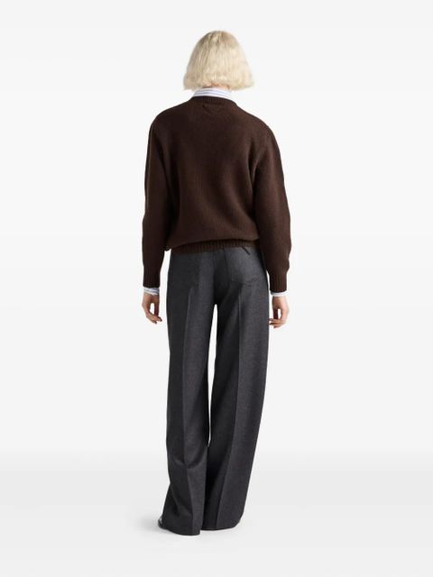 Prada ribbed-knit crew-neck sweater - Brown