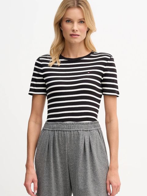 Tommy Hilfiger t-shirt bawełniany damski kolor czarny WW0WW40587 - zdjęcie produktu nr 1
