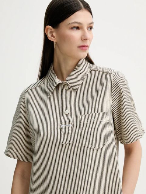 Marc O'Polo sukienka jeansowa kolor beżowy mini prosta 5000005838