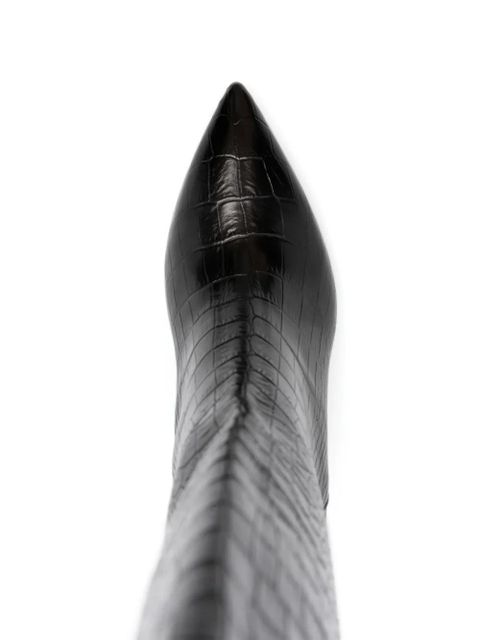 Paris Texas Anja 70mm crocodile-embossed boots - Black