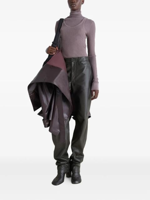 LEMAIRE Twisted five-pocket leather trousers - Black - zdjęcie produktu nr 2