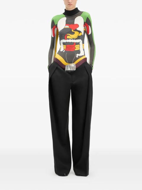 Jean Paul Gaultier integrated leather belt trousers - Black