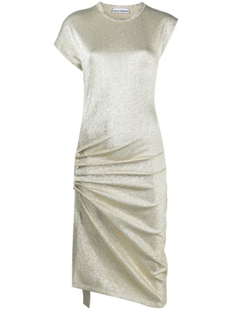 Rabanne side gathered-detail midi dress - Gold - zdjęcie produktu nr 1