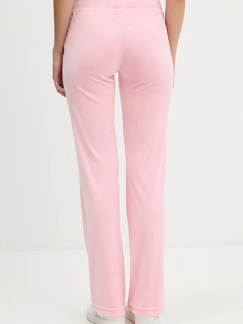 Juicy Couture spodnie dresowe welurowe damskie kolor różowy gładkie JCWBJ225311