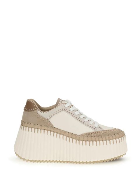 Chloé 80mm Nama suede wedge sneakers - Neutrals - zdjęcie produktu nr 1