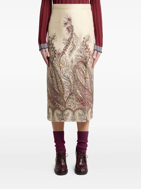 ETRO paisley jacquard midi skirt - Neutrals