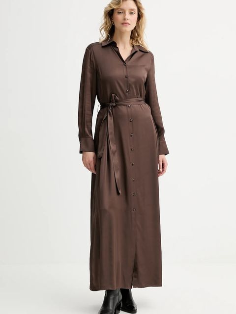 Answear.LAB sukienka kolor brązowy maxi rozkloszowana - zdjęcie produktu nr 2