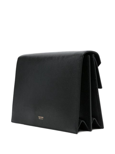 TOM FORD logo-plaque clutch bag - Black