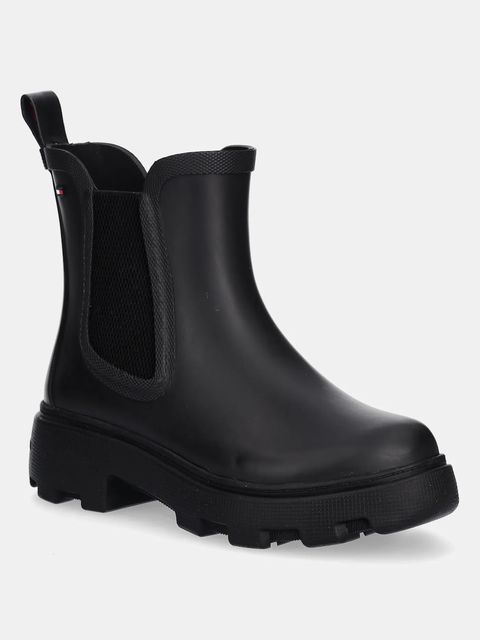 Tommy Hilfiger kalosze RUBBER FLAG CLEATED RAINBOOT damskie kolor czarny FW0FW08637 - zdjęcie produktu nr 1