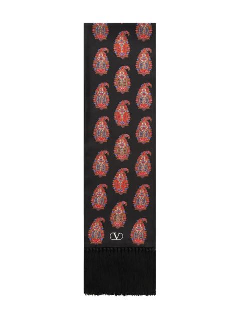 Valentino Garavani paisley-print fringed scarf - Black - zdjęcie produktu nr 1