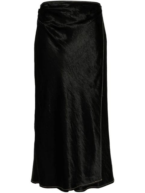 Acne Studios satin wrap midi skirt - Black - zdjęcie produktu nr 1
