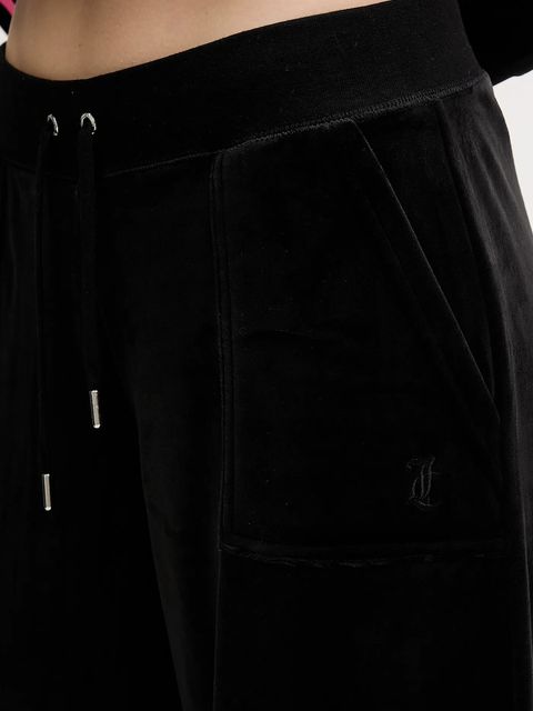 Juicy Couture spodnie dresowe welurowe damskie kolor czarny melanżowe JCBBJ225803