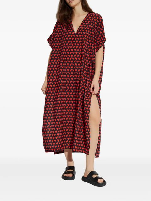 Moschino heart-print V-neck midi dress - Black - zdjęcie produktu nr 2