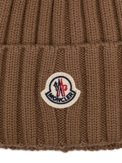 Moncler wool beanie hat - Brown