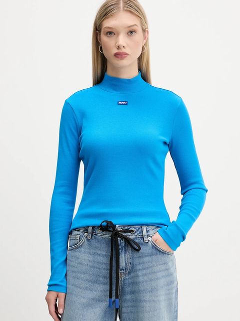 Hugo Blue longsleeve damski kolor turkusowy z półgolfem 50525318 - zdjęcie produktu nr 1