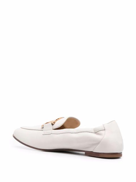Tod's logo-plaque leather loafers - Neutrals
