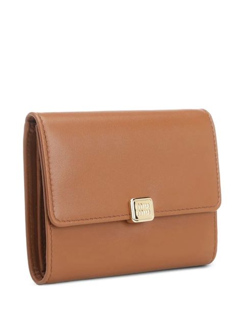 Miu Miu logo-plaque leather wallet - Neutrals