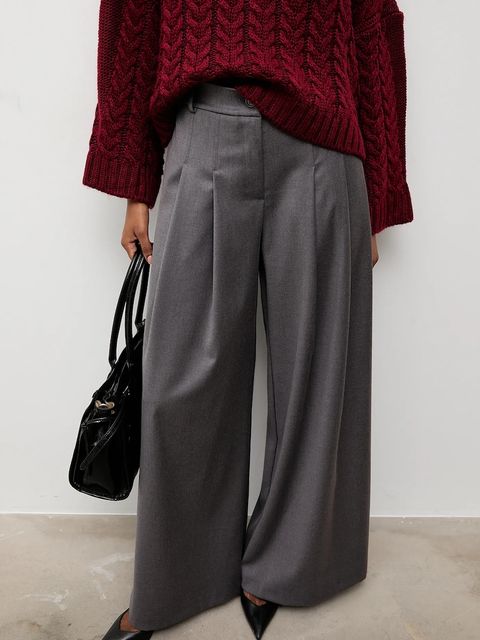 Answear.LAB spodnie damskie kolor szary szerokie high waist - zdjęcie produktu nr 1