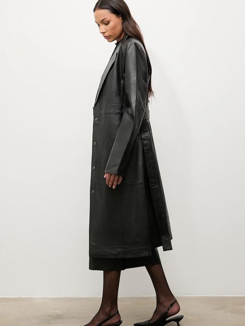 Answear.LAB płaszcz skórzany kolor czarny