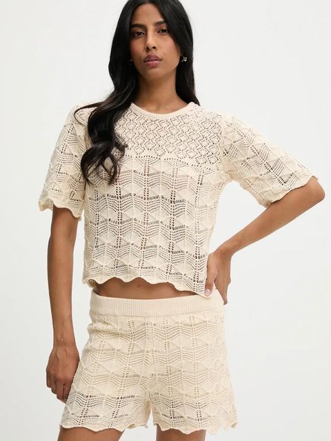 Answear.LAB bluzka i szorty bawełniane damski kolor beżowy