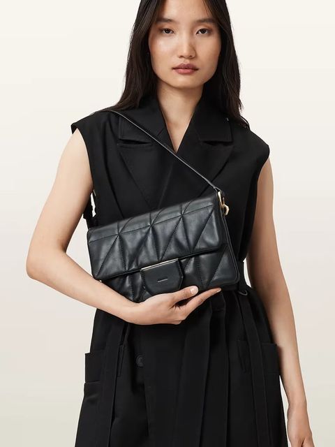 AllSaints torebka skórzana ONDINE kolor czarny W212XD