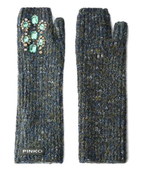PINKO jewel-embellished fingerless gloves - Grey