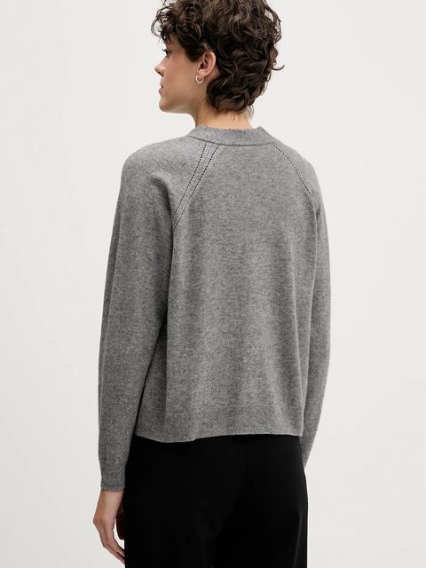 Sisley kardigan z dodatkiem wełny damski kolor szary lekki 102HM602Q - zdjęcie produktu nr 2