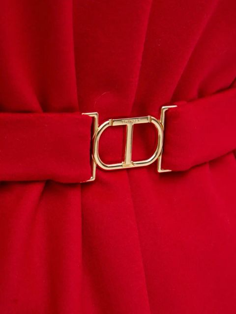 Twinset płaszcz wełniany kolor czerwony przejściowy 242TT2202