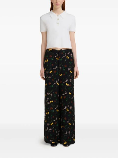 Marni floral-print wide-leg trousers - Black