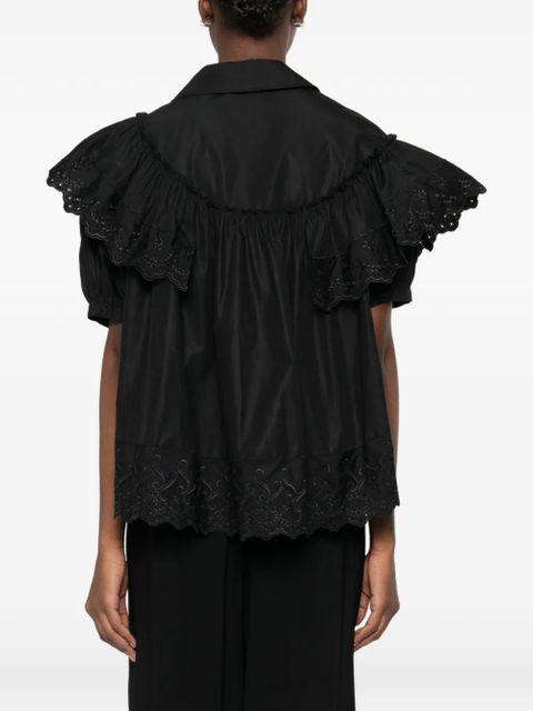 Simone Rocha broderie-anglaise sleeveless shirt - Black