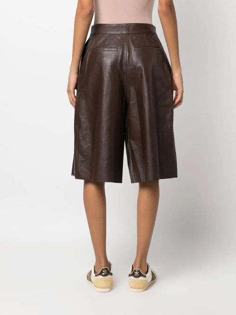 Golden Goose pleated leather shorts - Brown