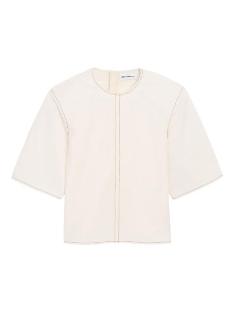AMI Paris short-sleeve topstitches top - Neutrals - zdjęcie produktu nr 1