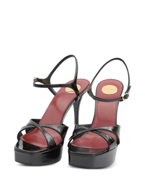 Saint Laurent 110mm crossover platform sandals - Black