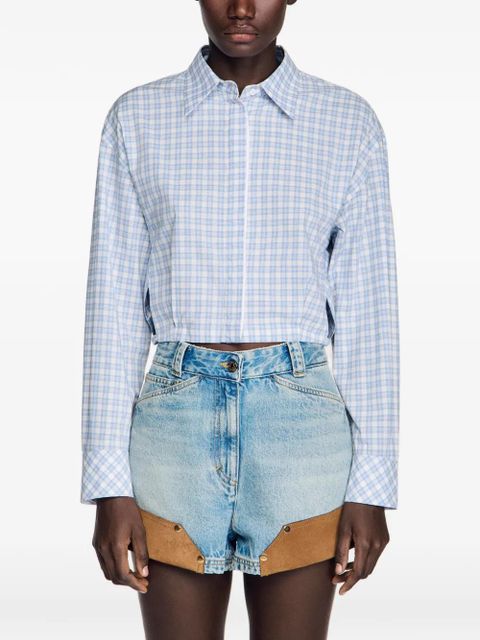 SANDRO check-pattern shirt - Blue