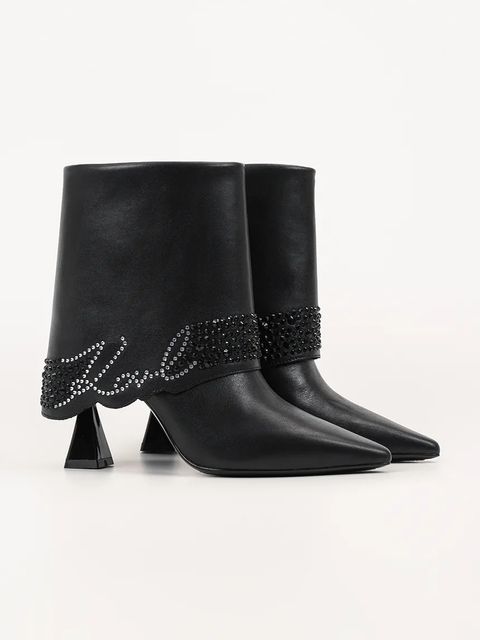 Karl Lagerfeld botki zamszowe DEBUT II damskie kolor czarny na szpilce KL32043