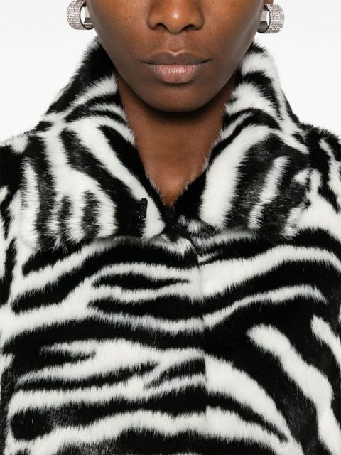 ROTATE BIRGER CHRISTENSEN zebra-print faux-fur jacket - Black