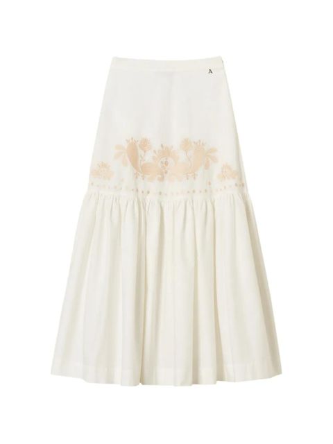 TWINSET floral-embroidered tiered skirt - White - zdjęcie produktu nr 1