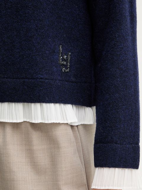 Liu Jo kardigan z dodatkiem wełny damski kolor granatowy lekki MF5122 MA90Q