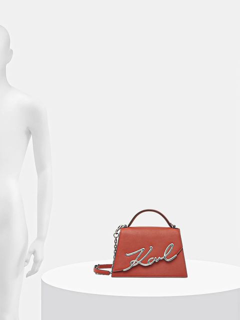 Karl Lagerfeld torebka skórzana K/SIGNATURE kolor pomarańczowy A1W30036