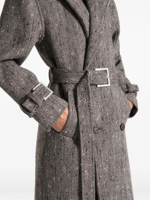 Manière De Voir Soraya detachable-scarf trench coat - Grey