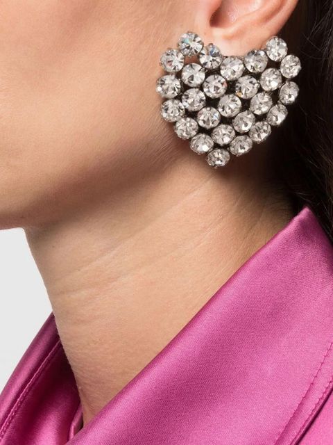 Alessandra Rich crystal-embellished heart-shaped earrings - Silver - zdjęcie produktu nr 2