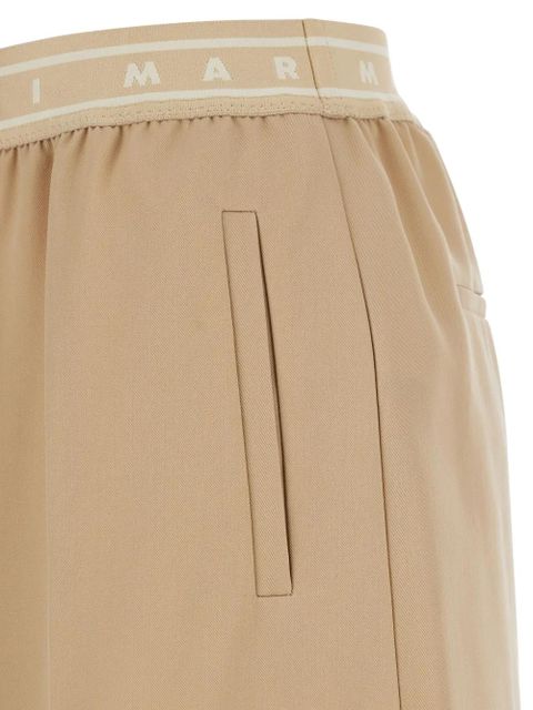 Marni logo-waistband trousers - Neutrals