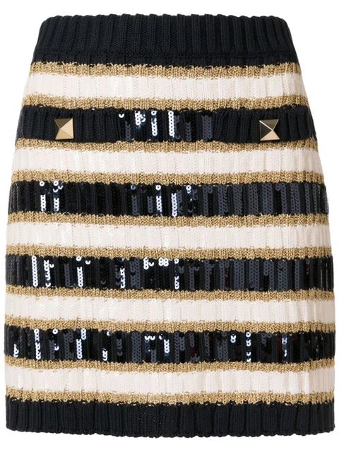 Valentino Garavani Rockstud-detail stripe-knit skirt - Blue - zdjęcie produktu nr 1