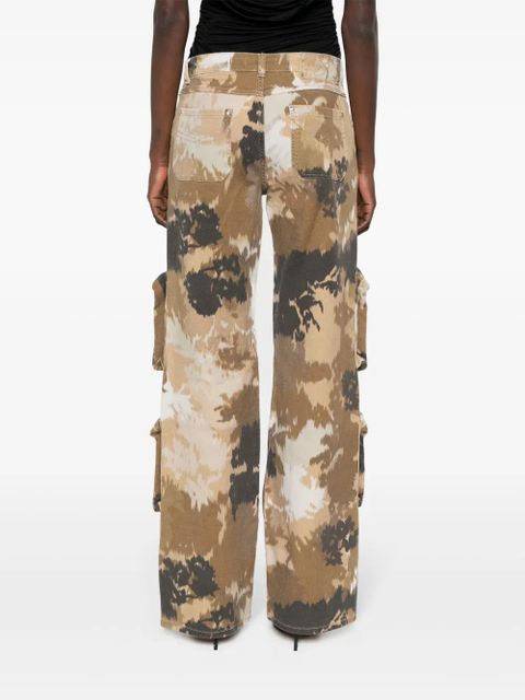 Blumarine Chiné camouflage-print cargo jeans - Brown
