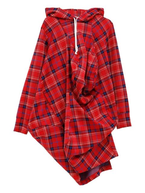Comme Des Garçons plaid-pattern hoodie - Red - zdjęcie produktu nr 1