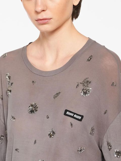 Miu Miu sequin-embellished jersey dress - Grey