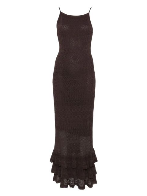 STAUD Bliss ruffled dress - Brown - zdjęcie produktu nr 1