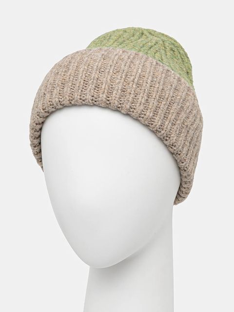 United Colors of Benetton czapka z domieszką wełny kolor zielony 6NWBDA01L