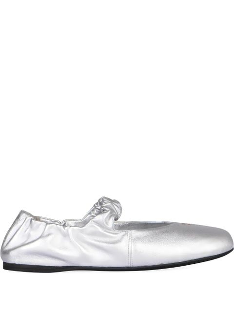 Miu Miu ruffled nappa ballet flats - Silver - zdjęcie produktu nr 1